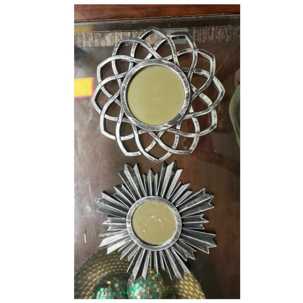 Set of 2 Silver Wall Mirror Set